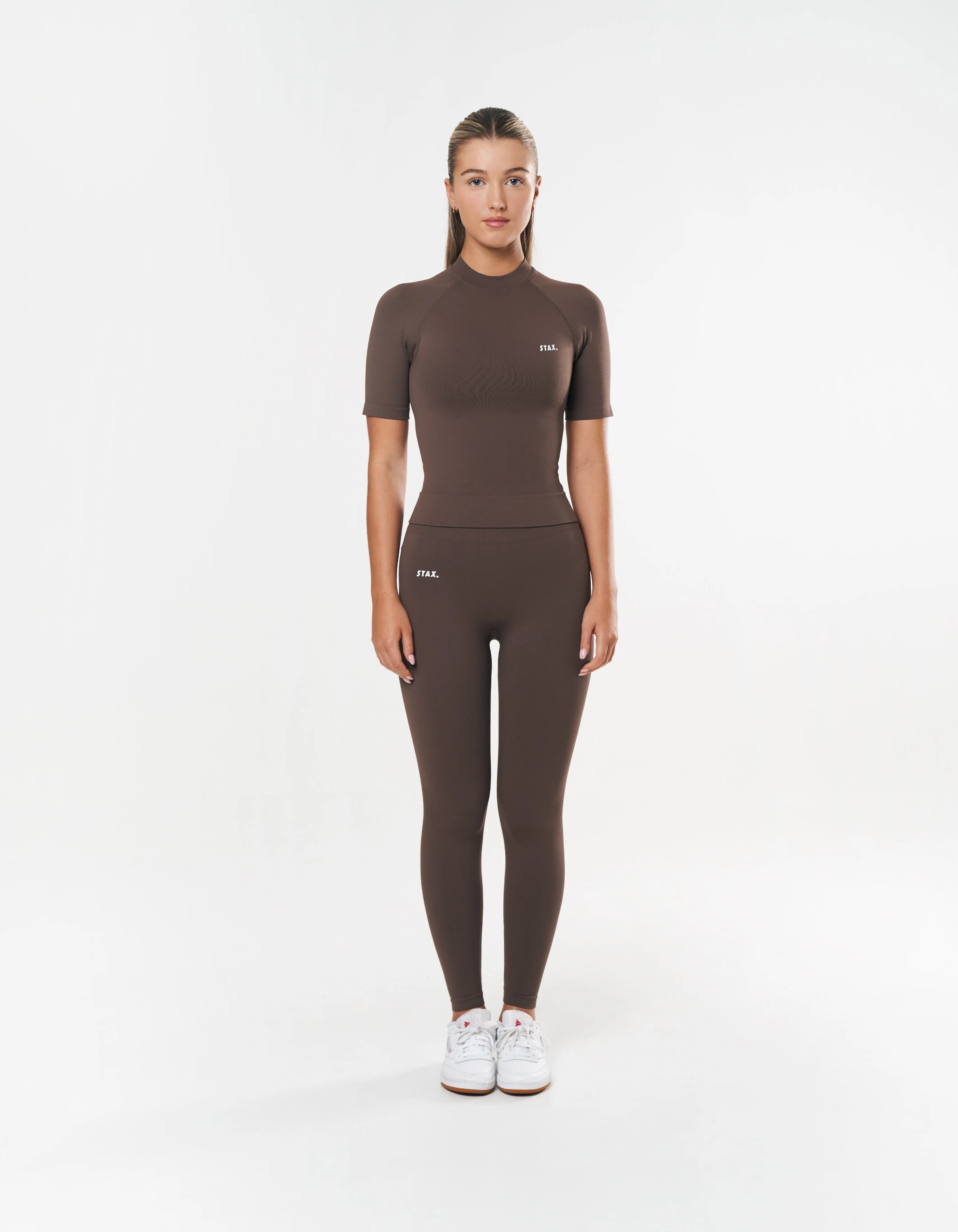 Premium Seamless High Neck Tee - Cedar