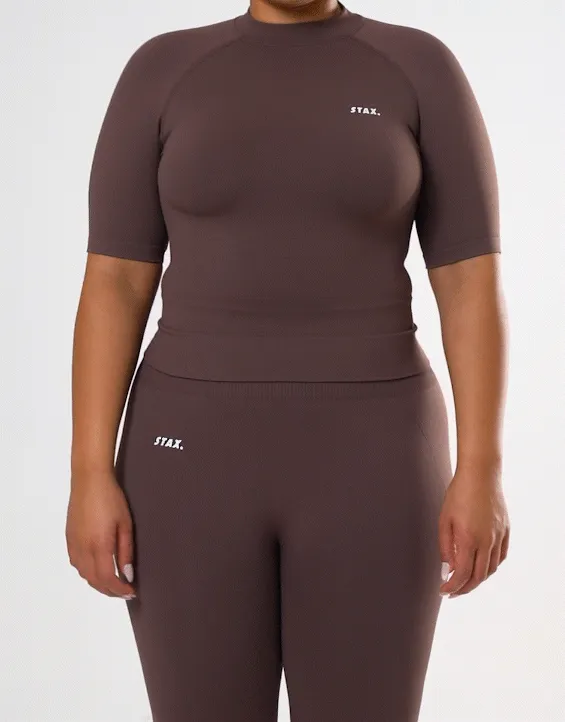 Premium Seamless High Neck Tee - Cedar