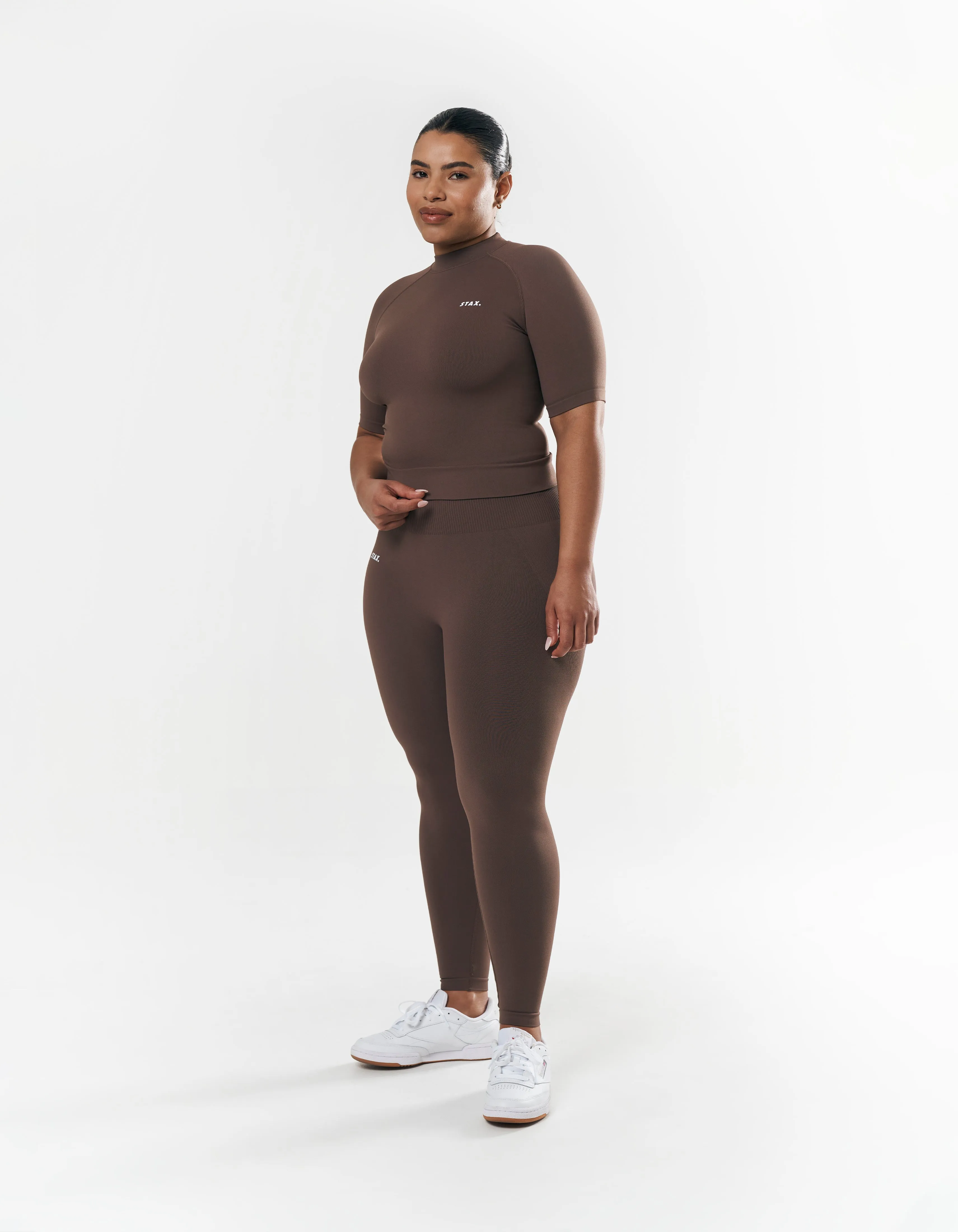 Premium Seamless High Neck Tee - Cedar