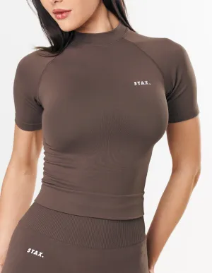 Premium Seamless High Neck Tee - Cedar