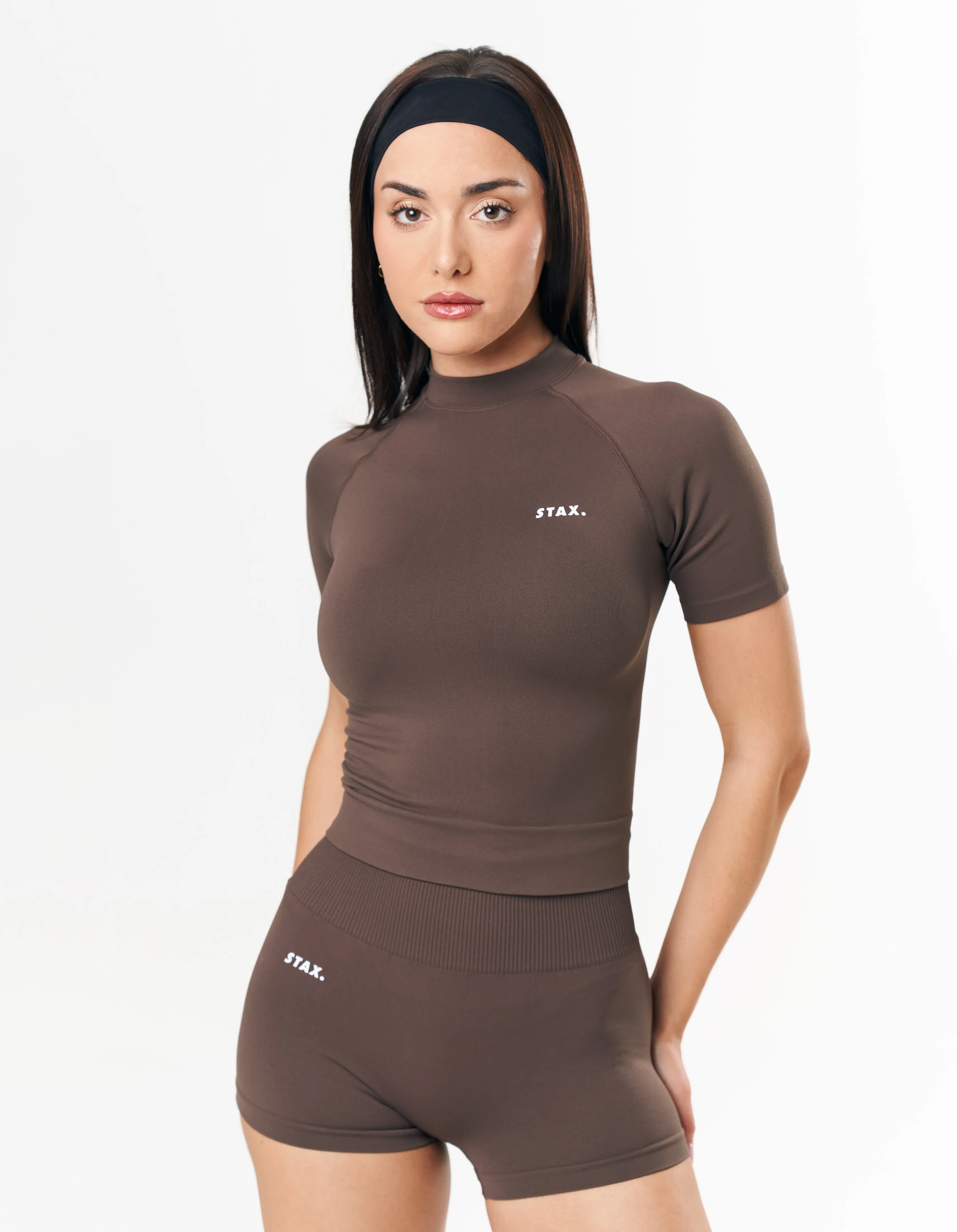 Premium Seamless High Neck Tee - Cedar
