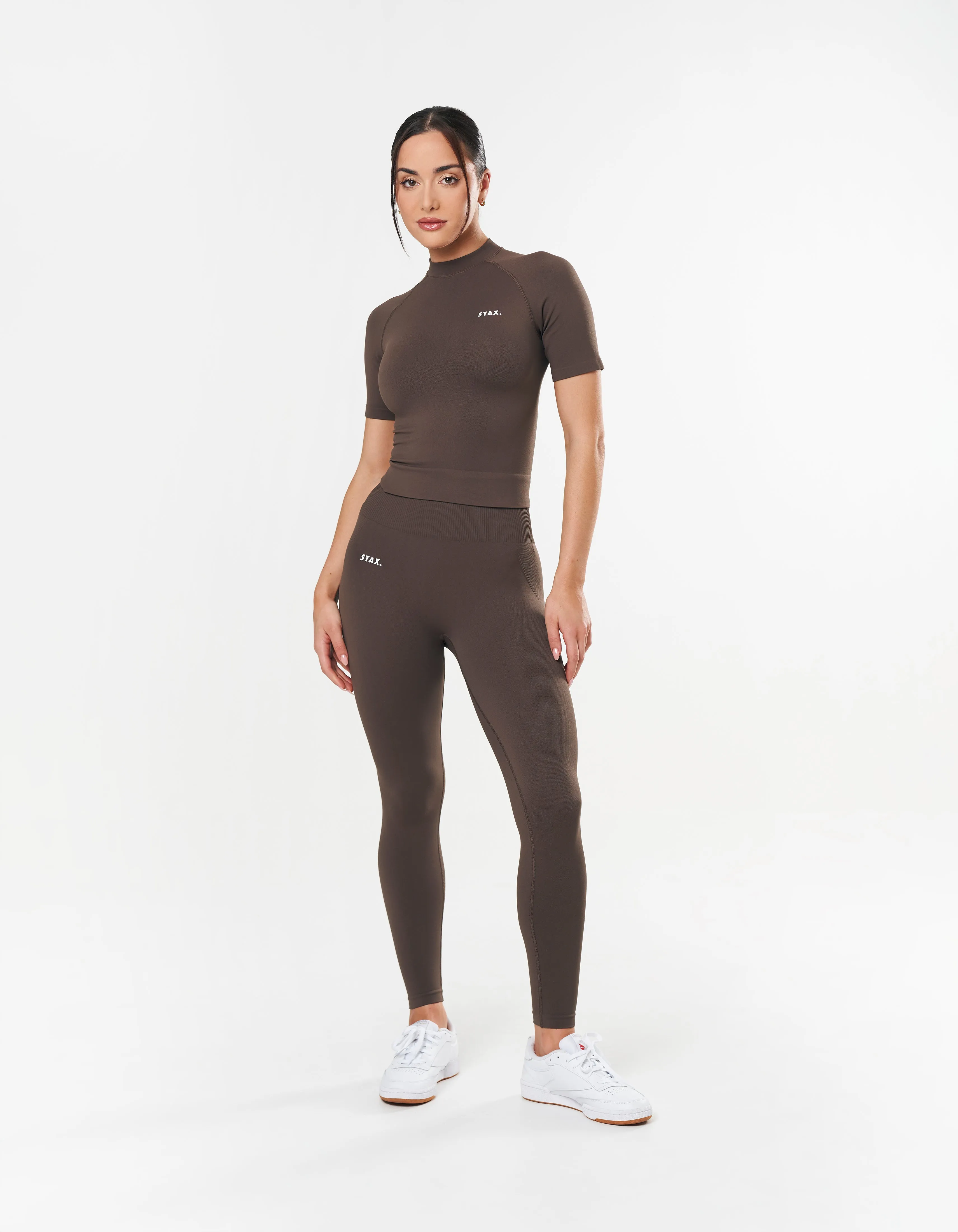 Premium Seamless High Neck Tee - Cedar