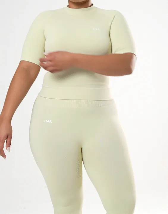 Premium Seamless High Neck Tee - Vanilla Essence
