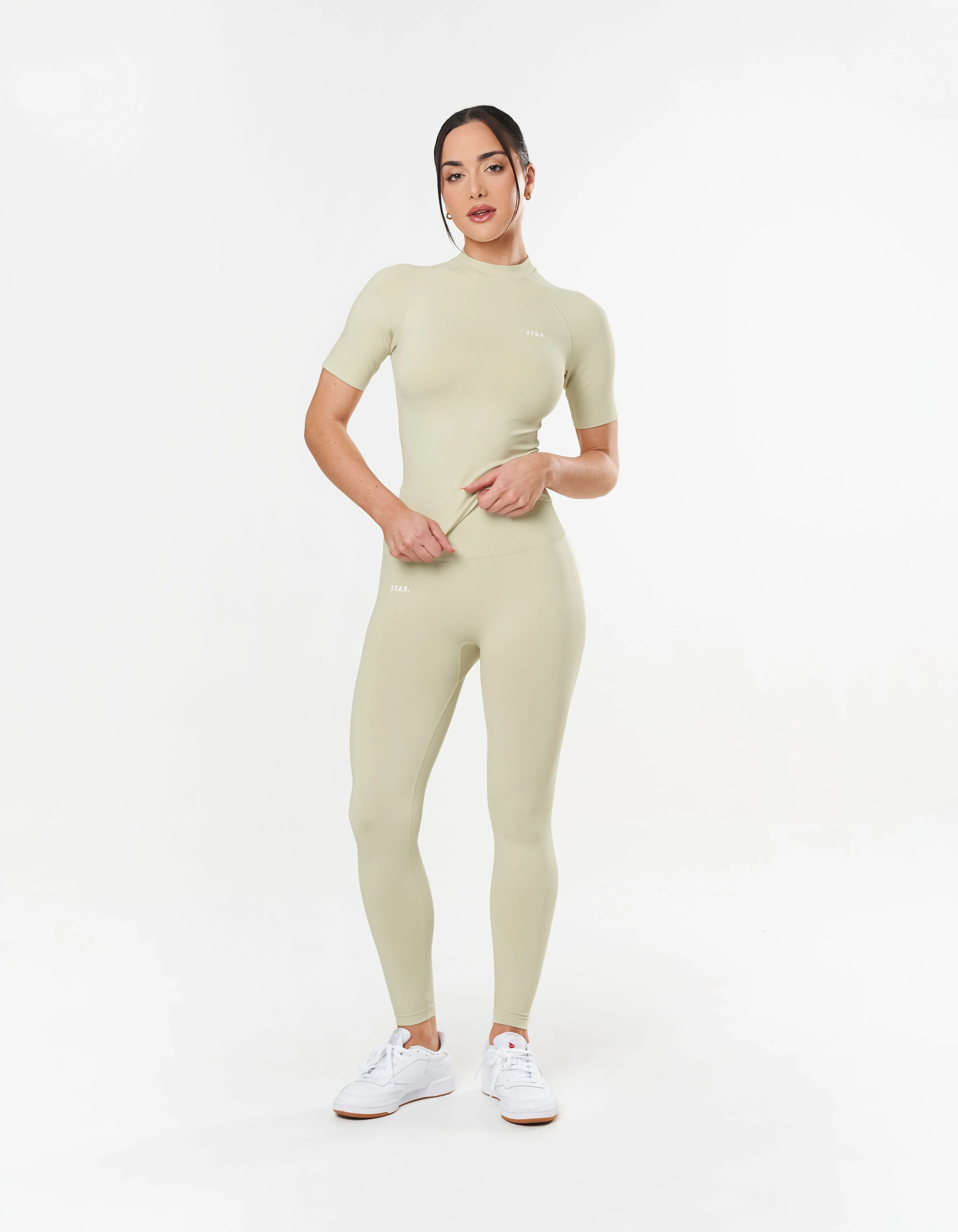 Premium Seamless High Neck Tee - Vanilla Essence