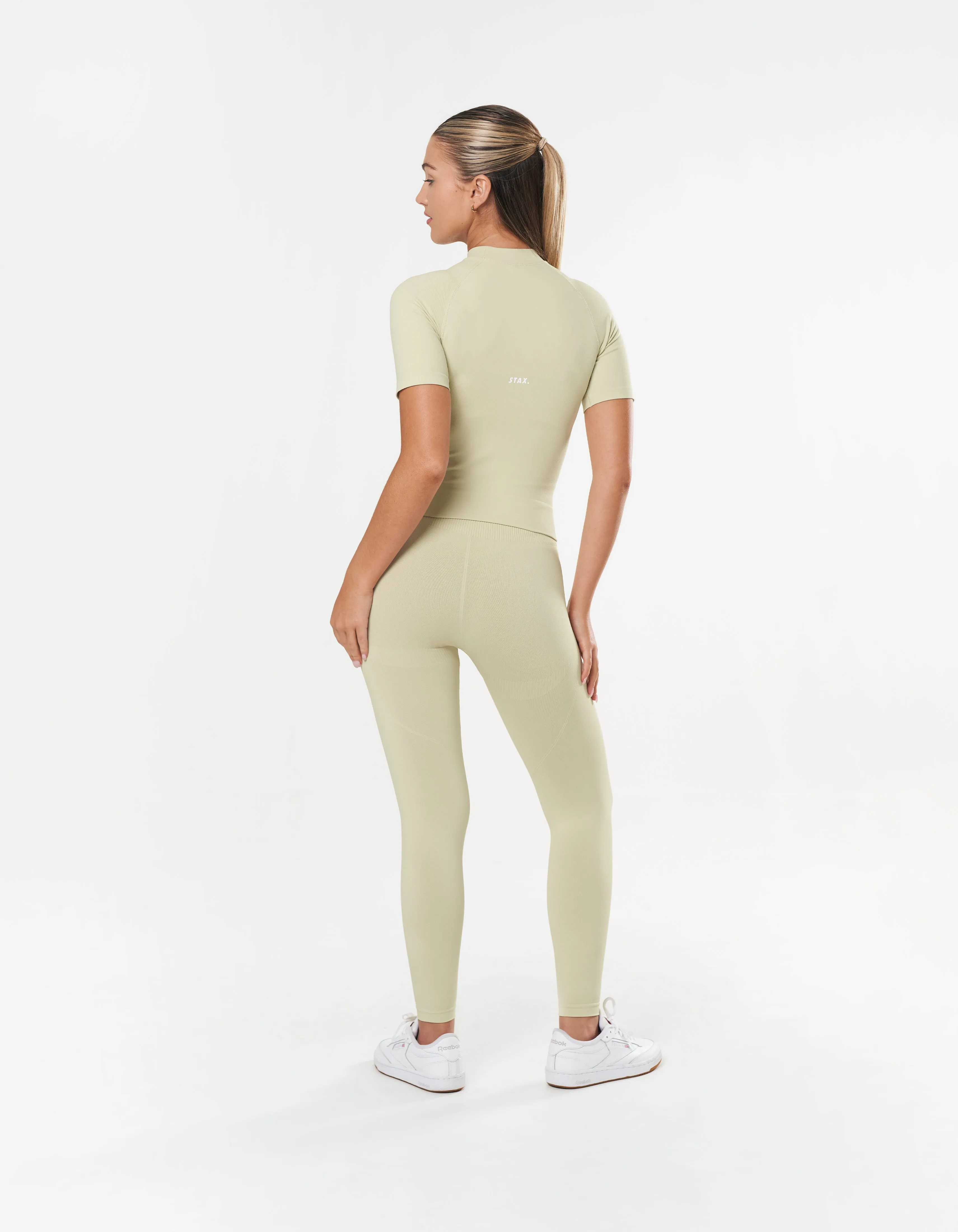 Premium Seamless High Neck Tee - Vanilla Essence