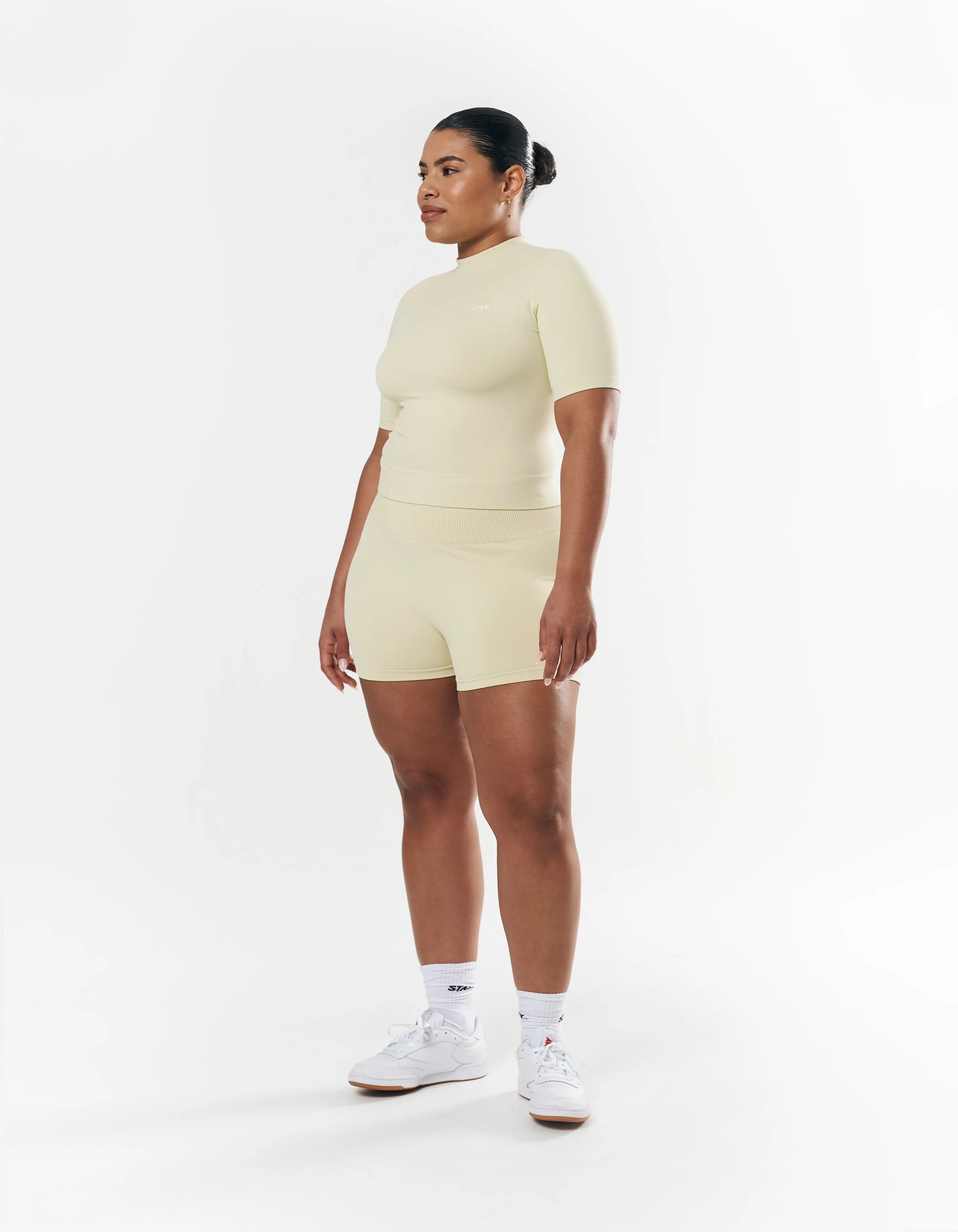 Premium Seamless High Neck Tee - Vanilla Essence