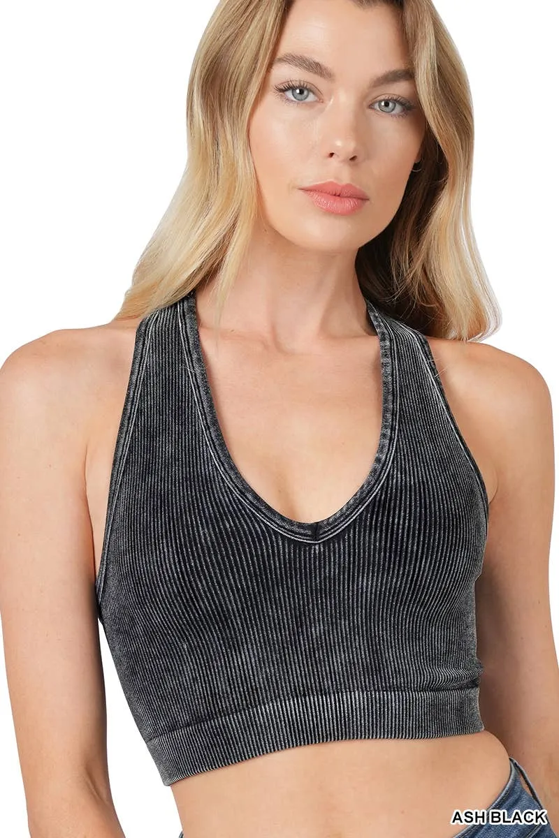 Premium Washed Seamless Rib Crop Tank