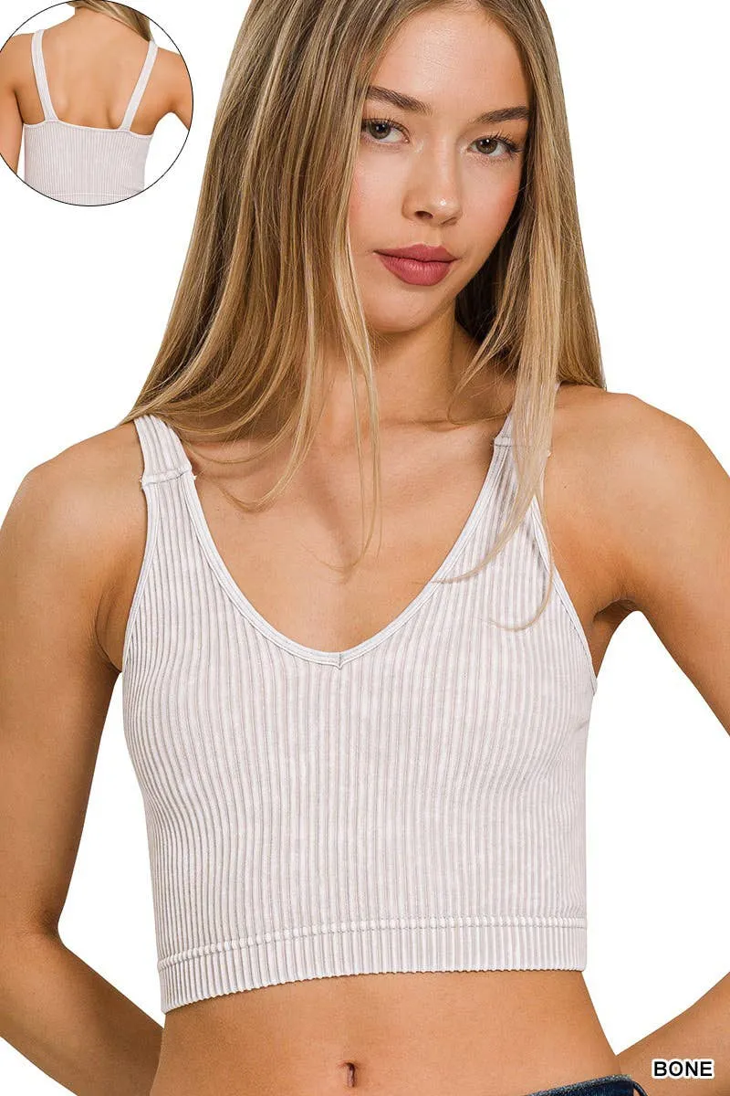 Premium Washed Seamless Rib Crop Tank