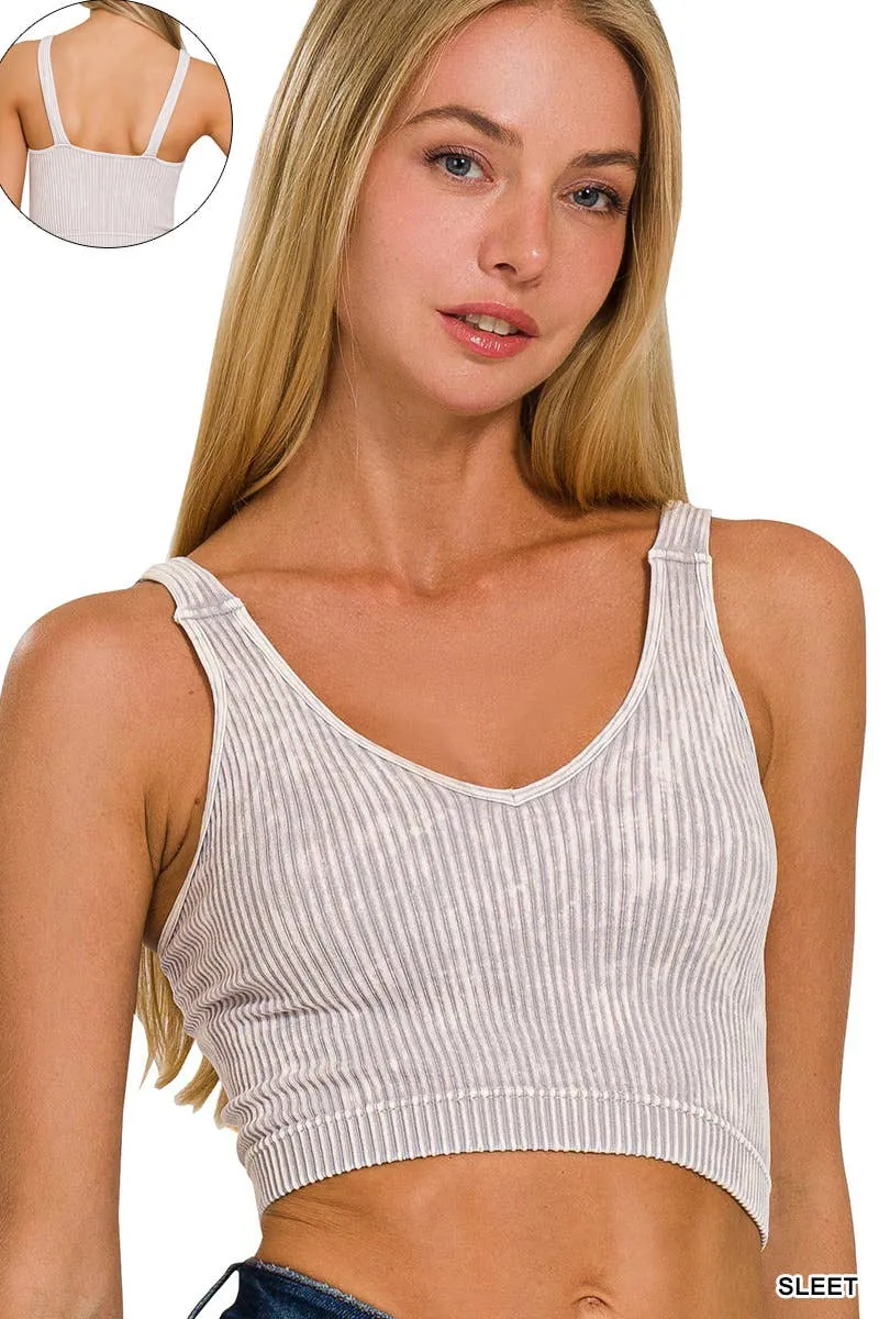 Premium Washed Seamless Rib Crop Tank