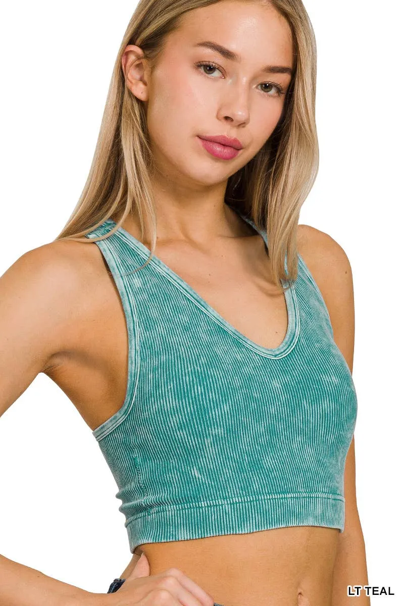 Premium Washed Seamless Rib Crop Tank