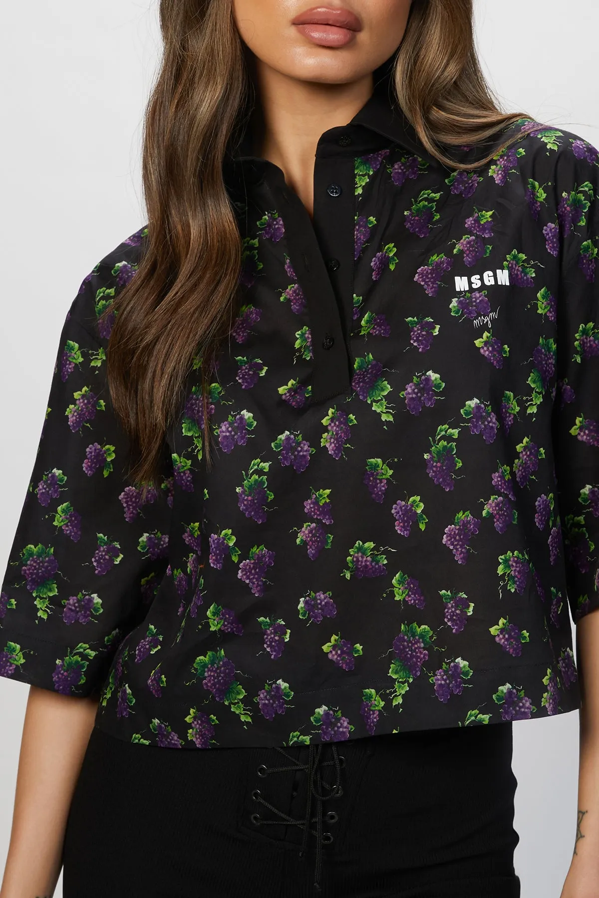 PRINTED CROPPED BLOUSE