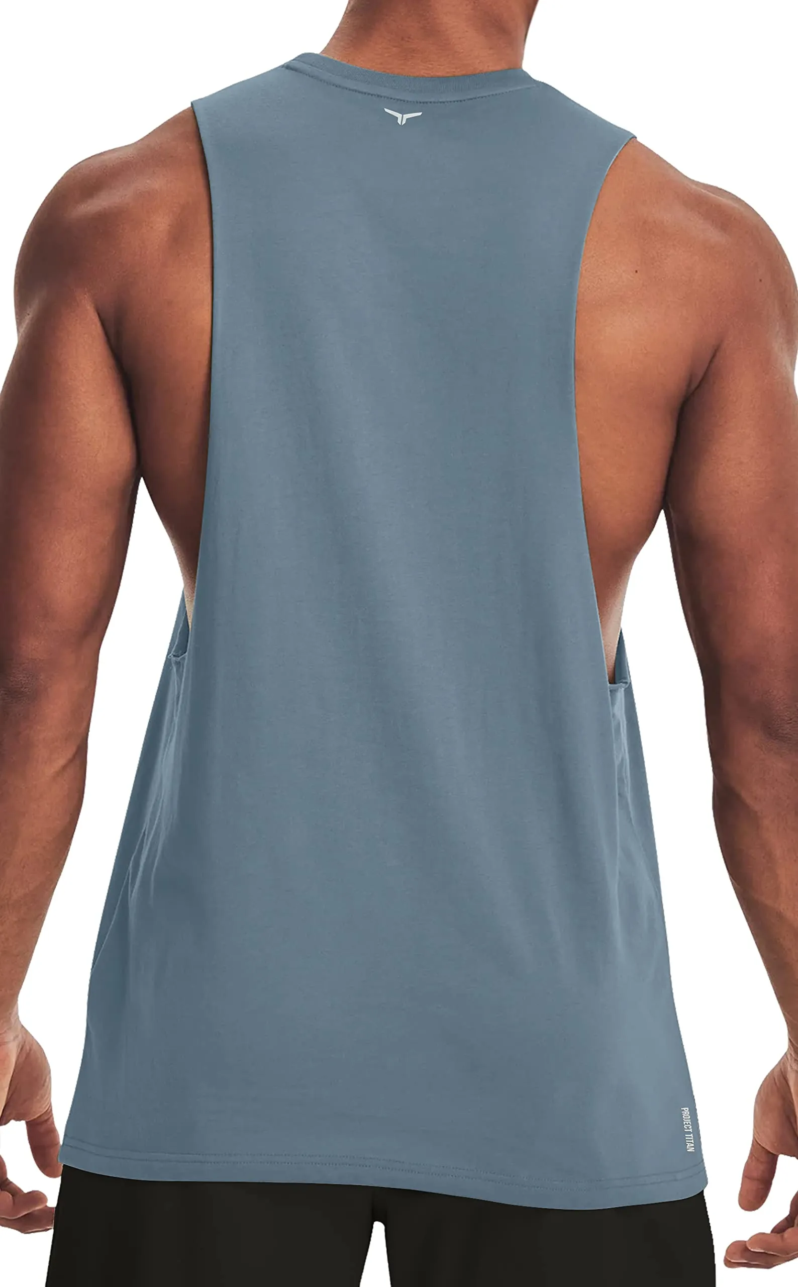 Project Titan Men's Workout Drop Arm Tank Top Cut Off Sleeveless Gym Shirt