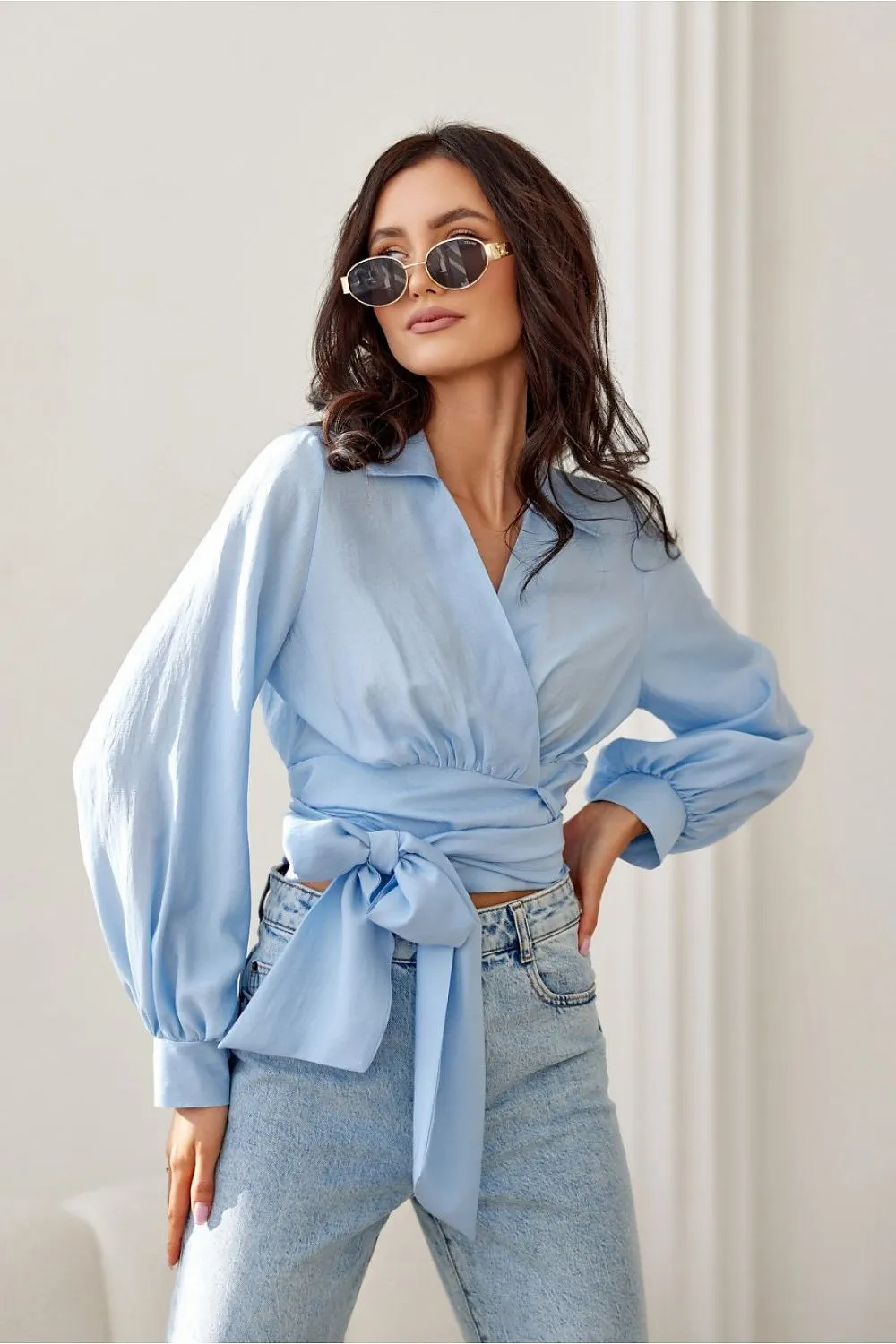 Puff Sleeve Cropped Blouse