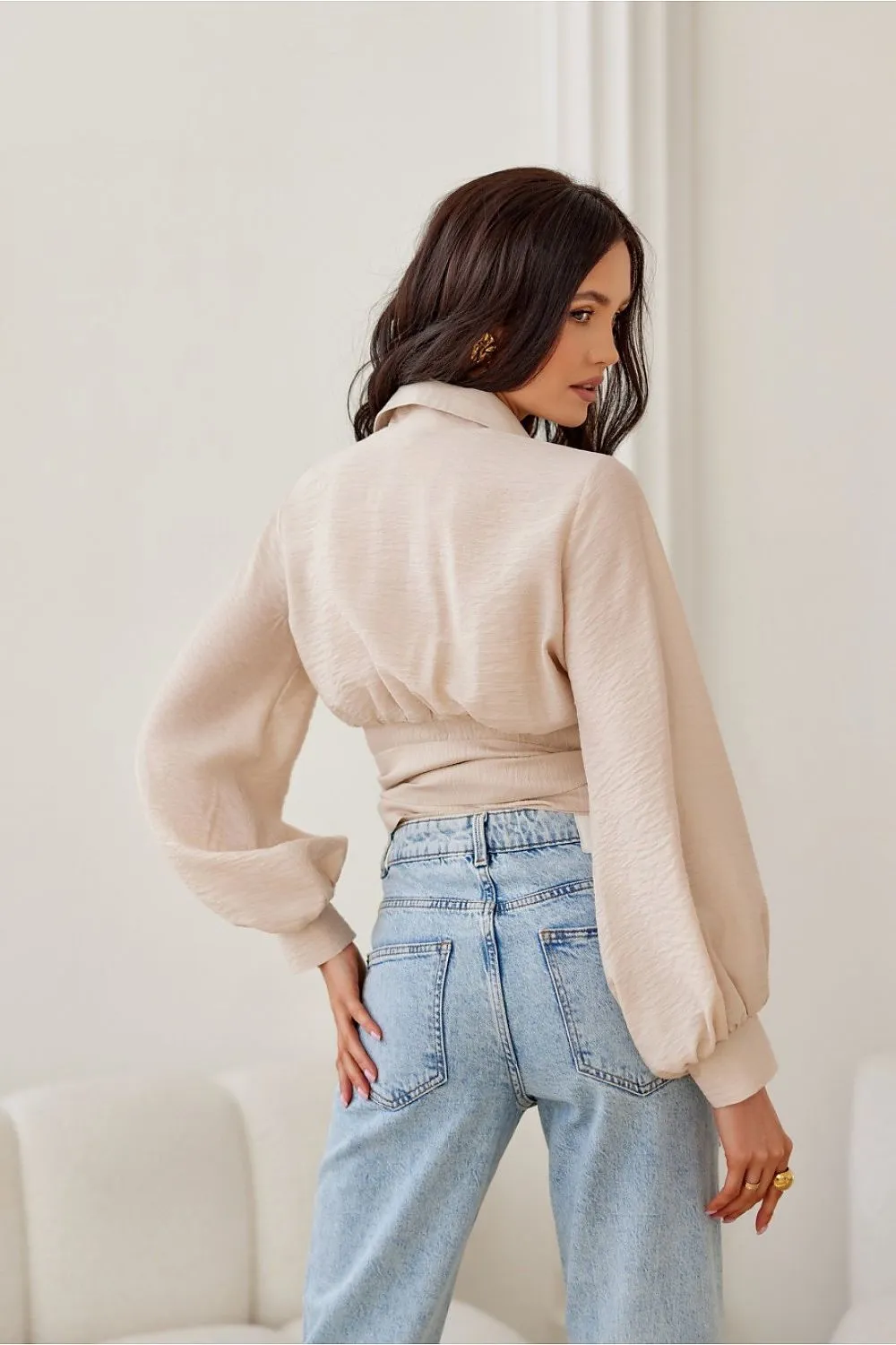 Puff Sleeve Cropped Blouse