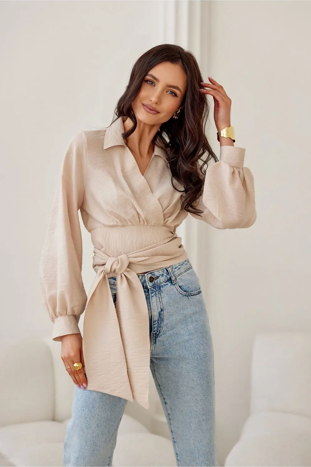 Puff Sleeve Cropped Blouse