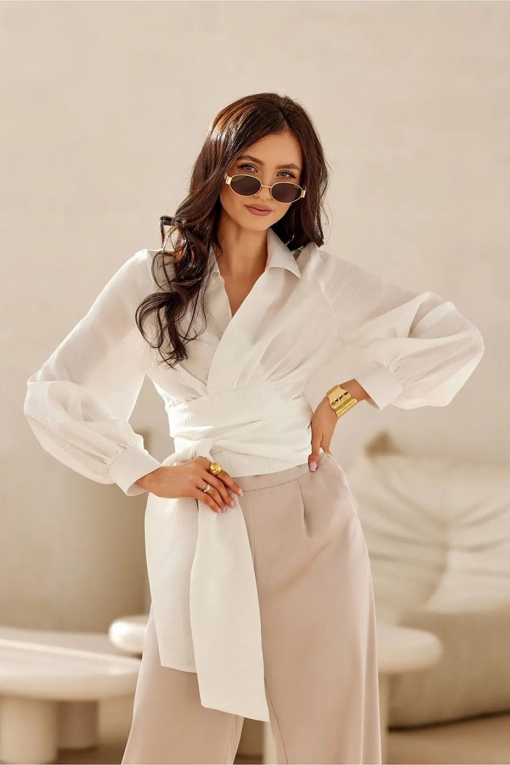 Puff Sleeve Cropped Blouse