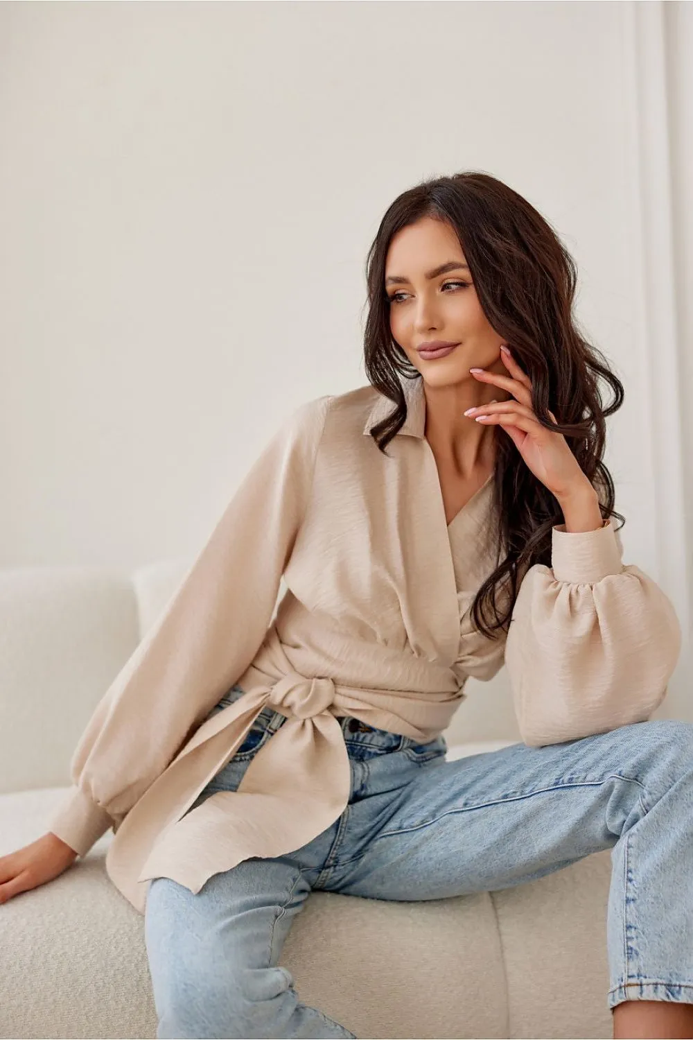 Puff Sleeve Cropped Blouse