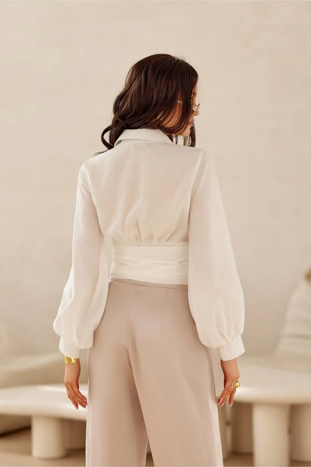 Puff Sleeve Cropped Blouse