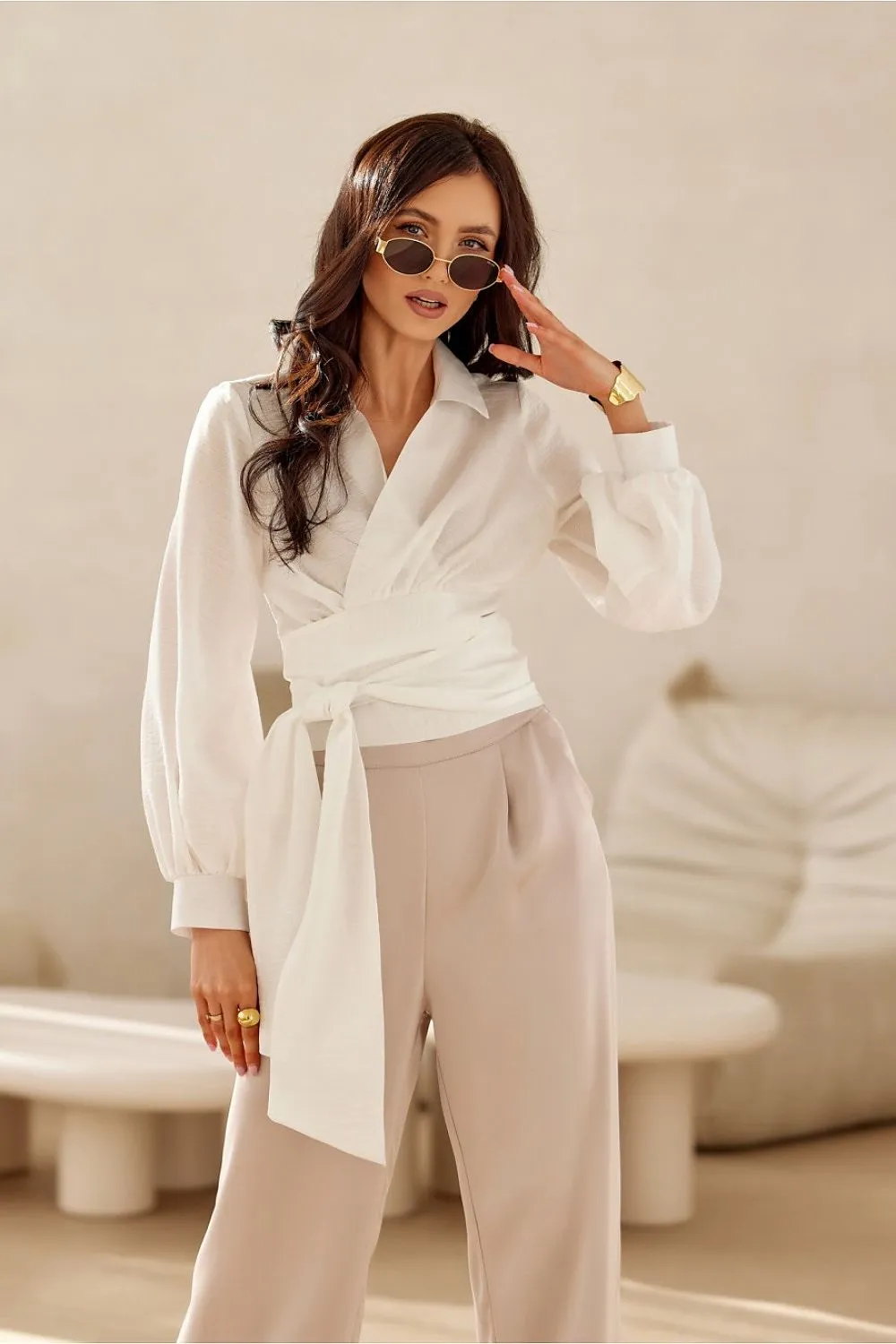 Puff Sleeve Cropped Blouse