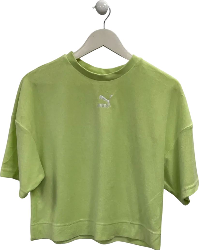 Puma Green Classics Towelling T-shirt In Lime UK S
