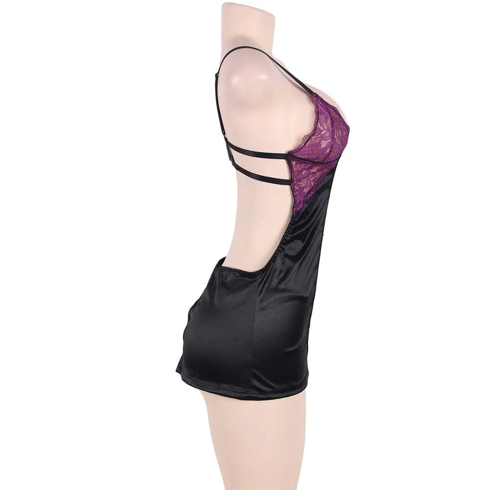Purple Lace Cups Satin Plus Size Egypt Chemise