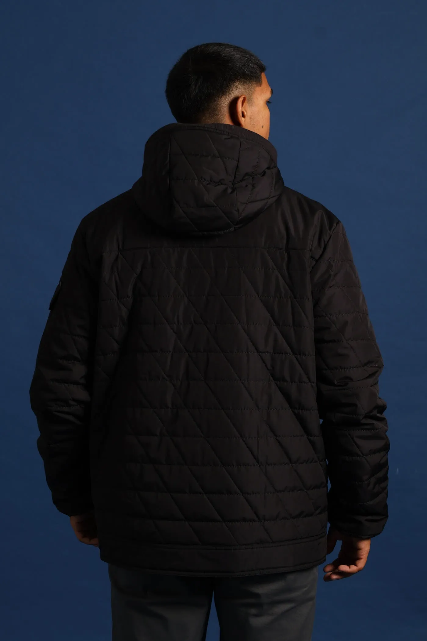 Quilted Utility Jacket - Black