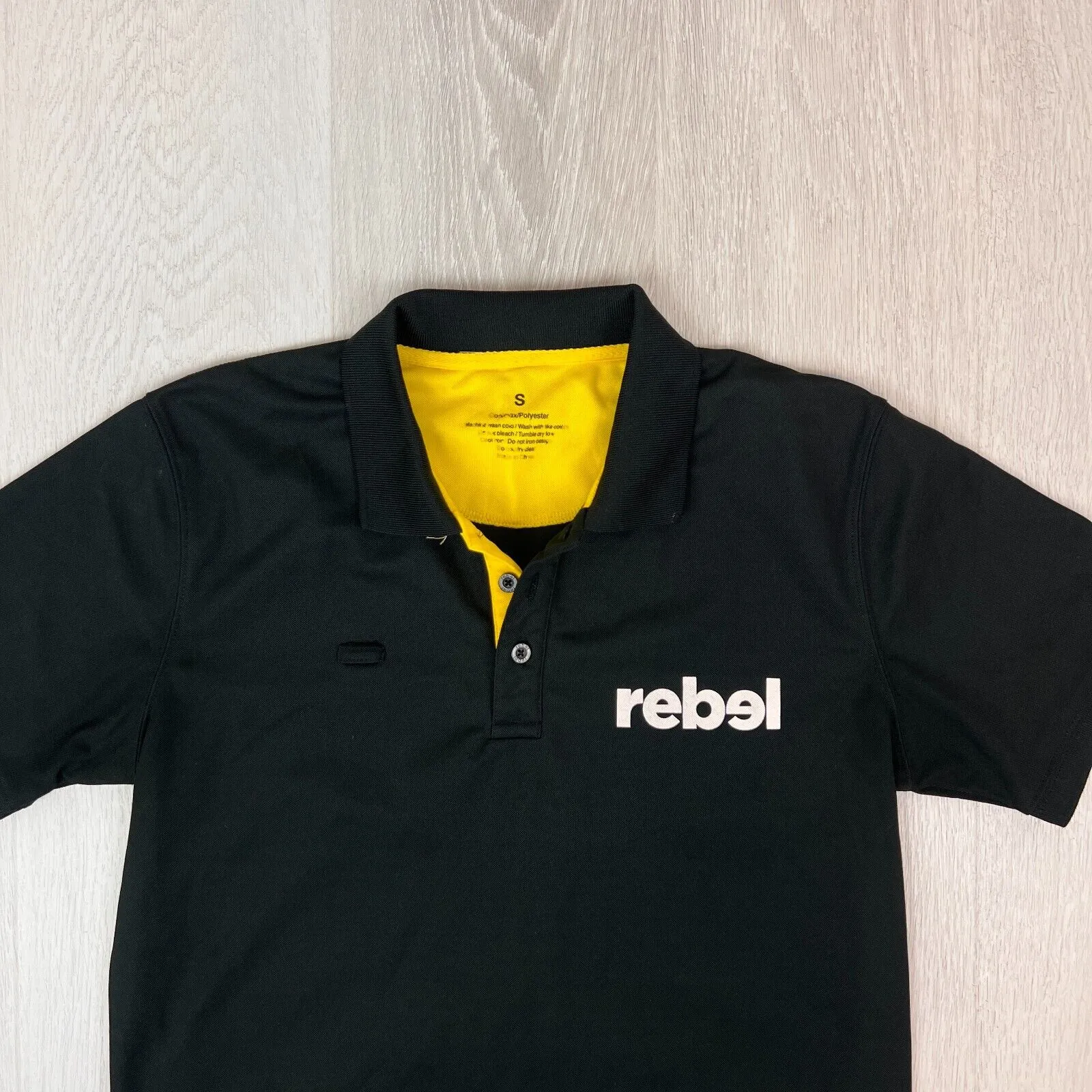 Rebel Sport Mens Black Activewear Uniform Polo Shirt Size Small
