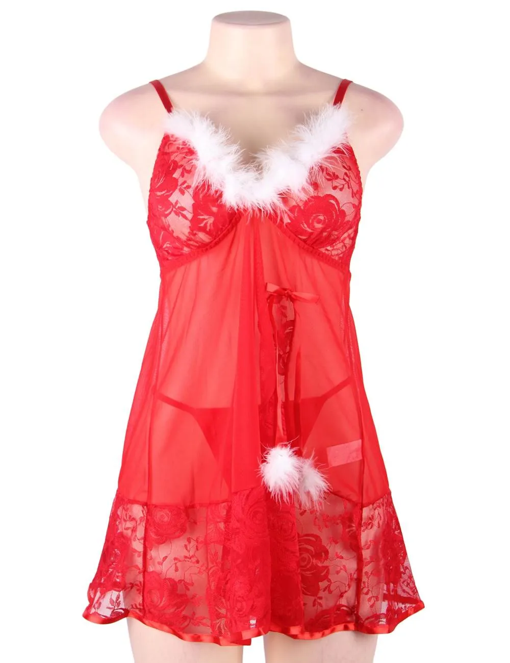 Red Christmas Egypt Soft Lace Plush Decoration Babydoll