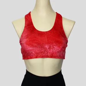 Red Crushed Velvet Shimmer Crop Top