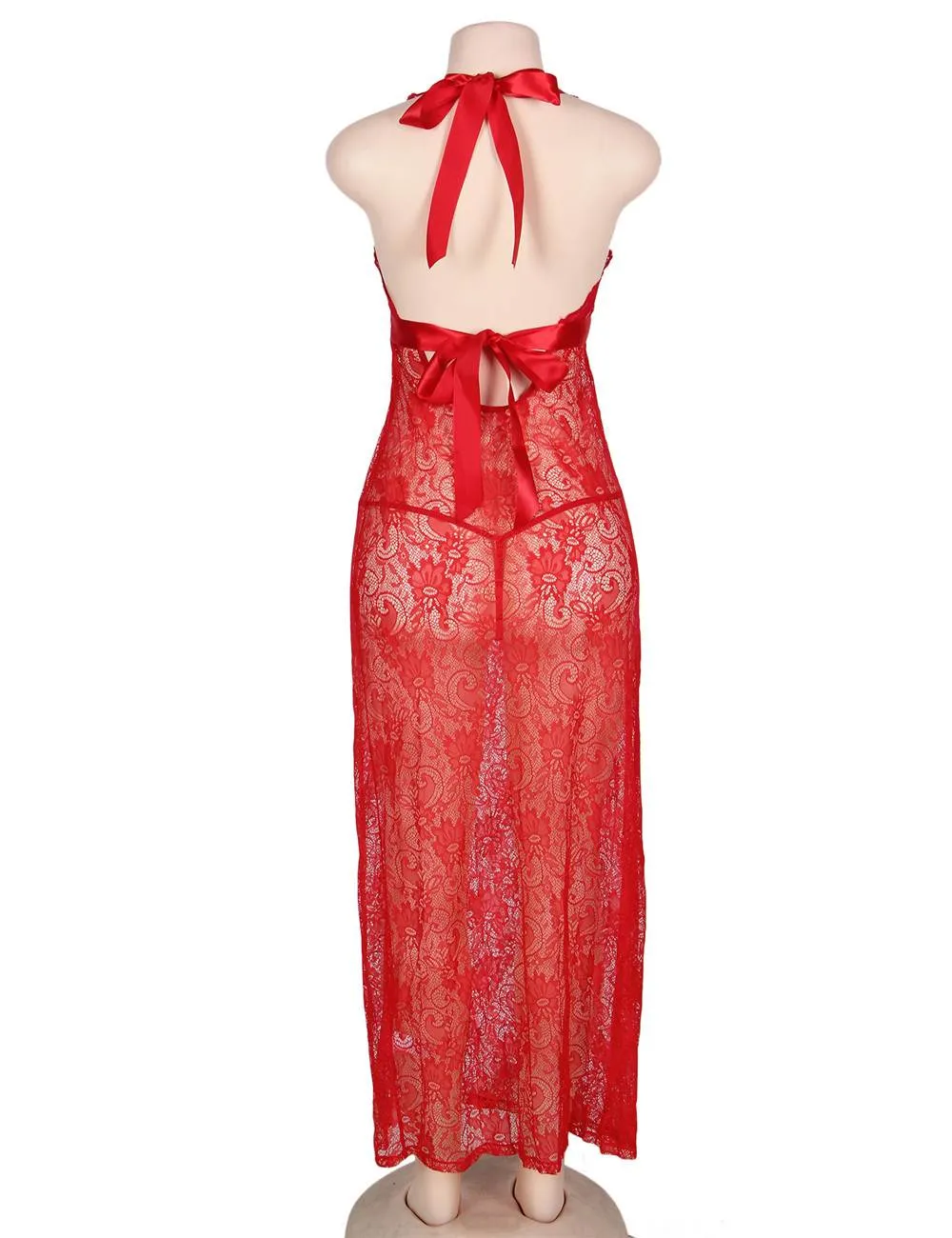 Red Sexy Lace Halter Neck Night Dress Egypt