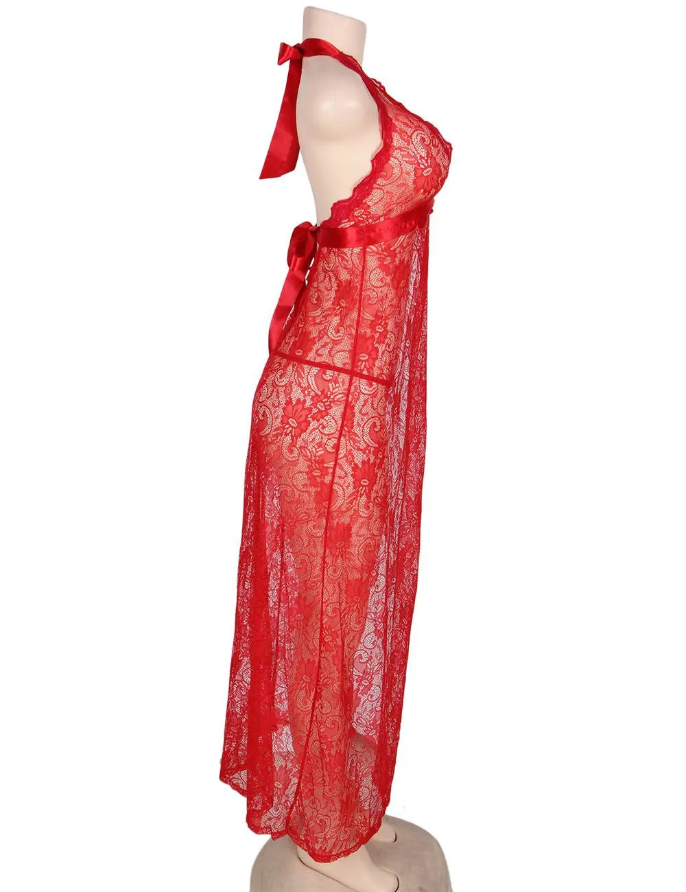 Red Sexy Lace Halter Neck Night Dress Egypt