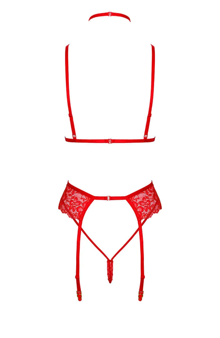 Red soft bondage lingerie set - Rebellious Romance