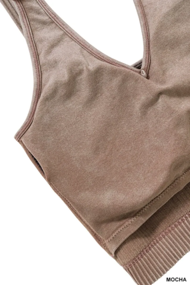 Reign Built-In Bra Tank - Zenana Ribbed Cropped Top