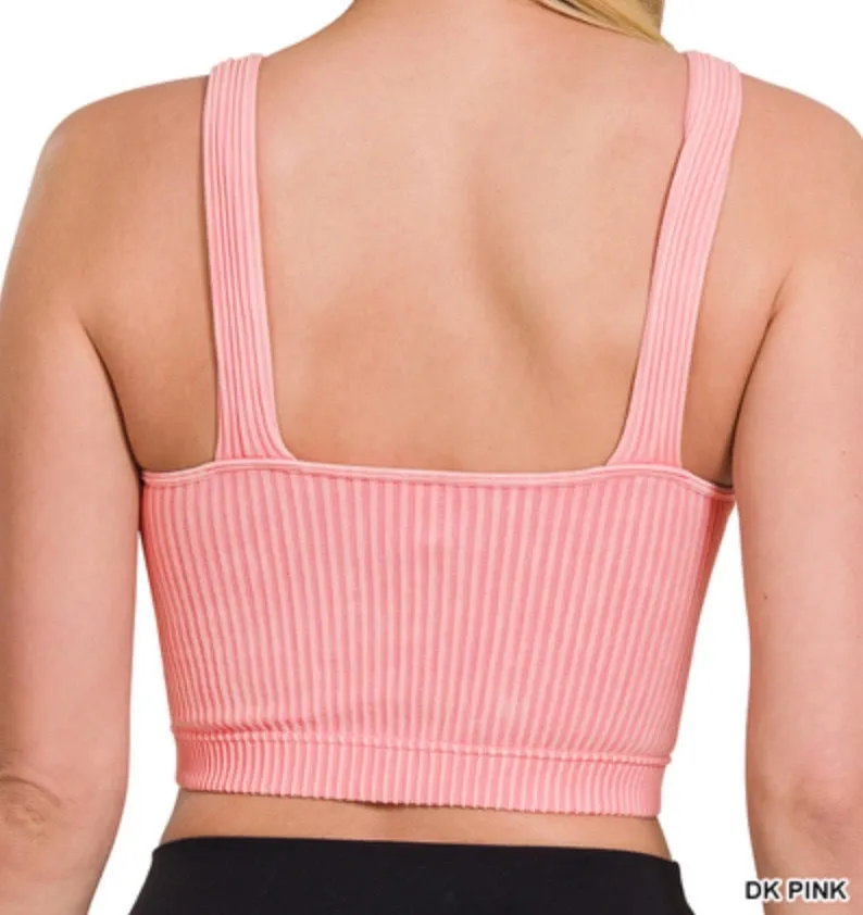 Reign Built-In Bra Tank - Zenana Ribbed Cropped Top