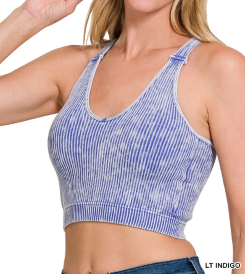 Reign Built-In Bra Tank - Zenana Ribbed Cropped Top