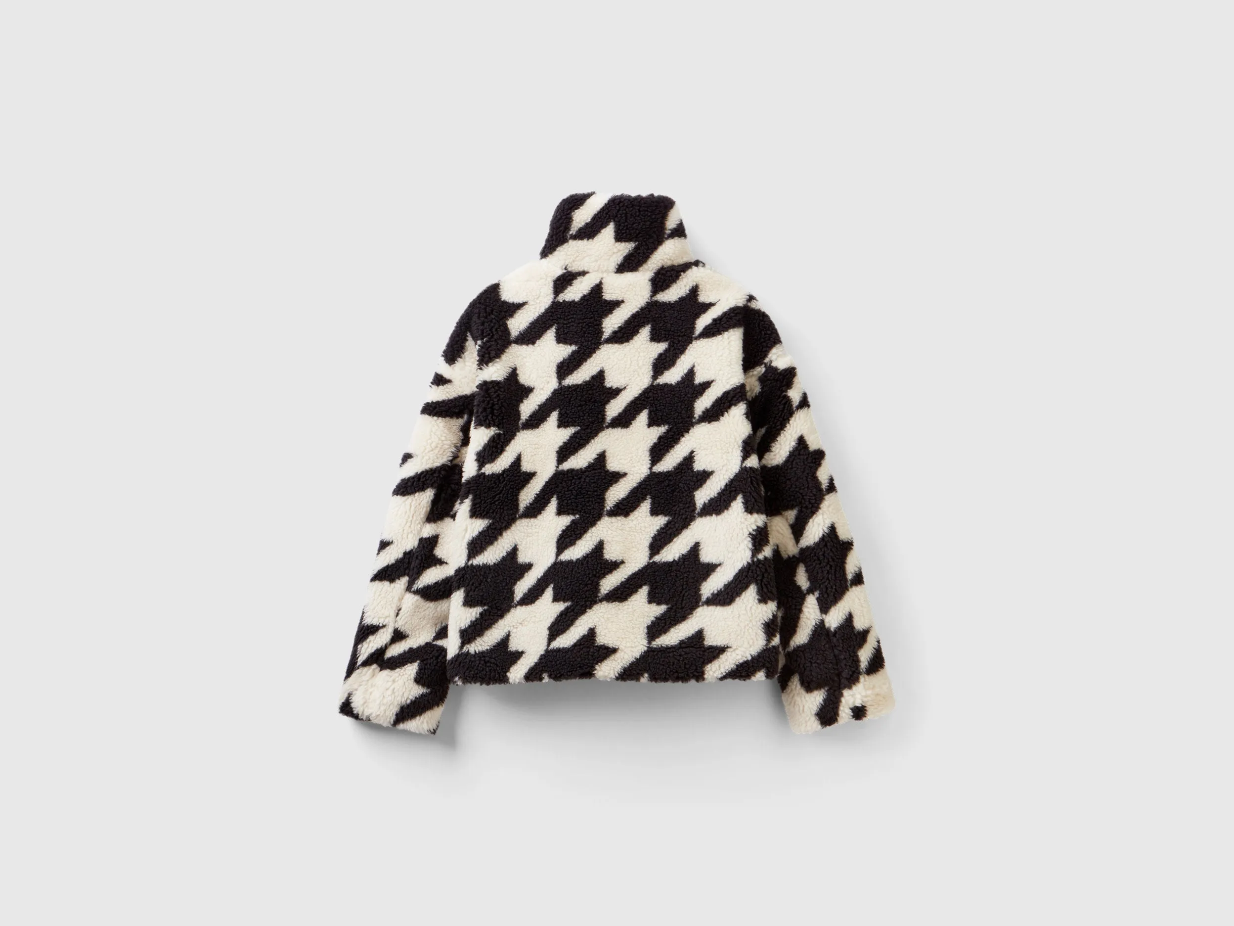 Relaxed Fit Zip Up Printed Teddy Jacket