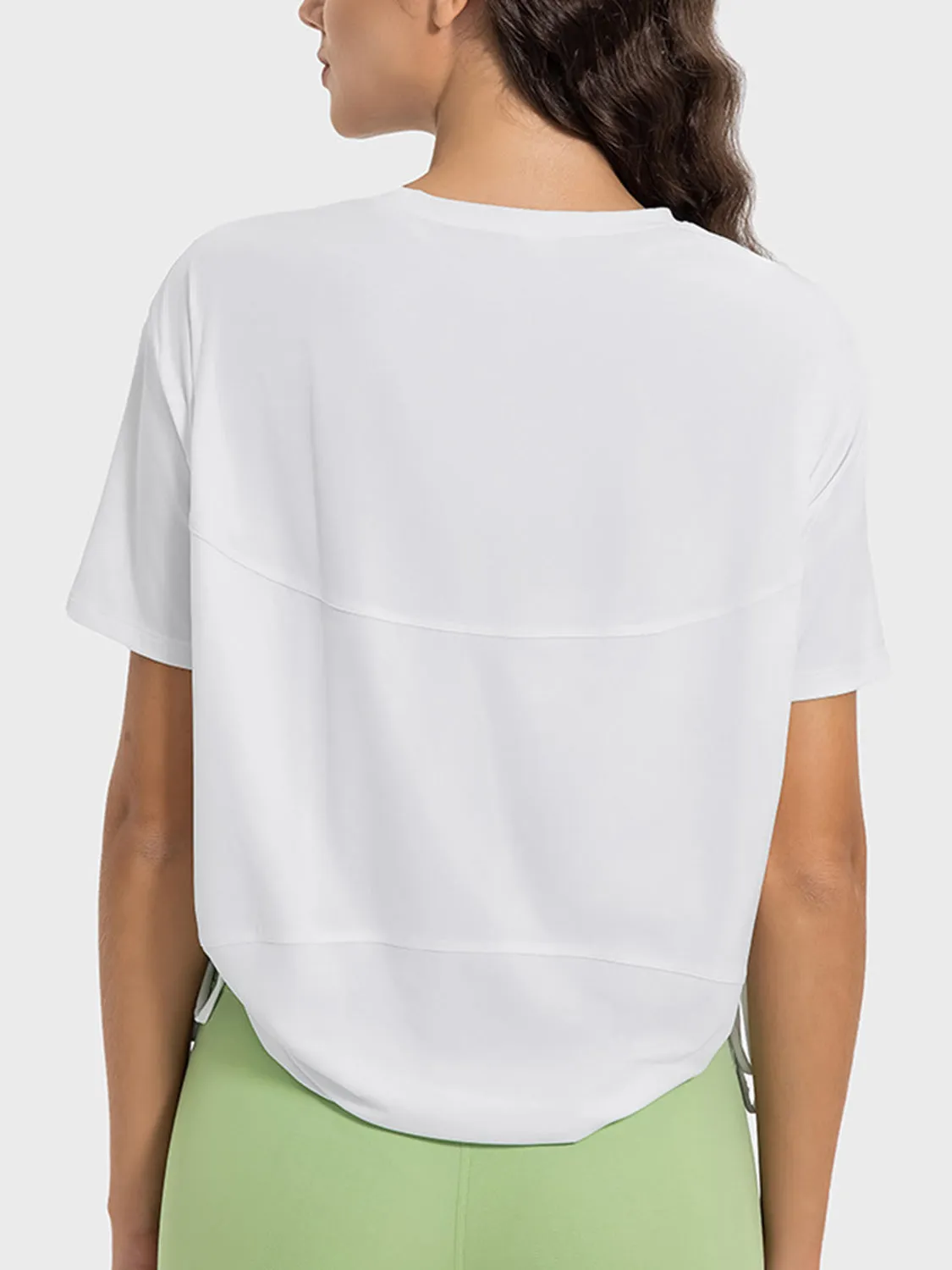 Remi Drawstring Round Neck Short Sleeve Active T-Shirt