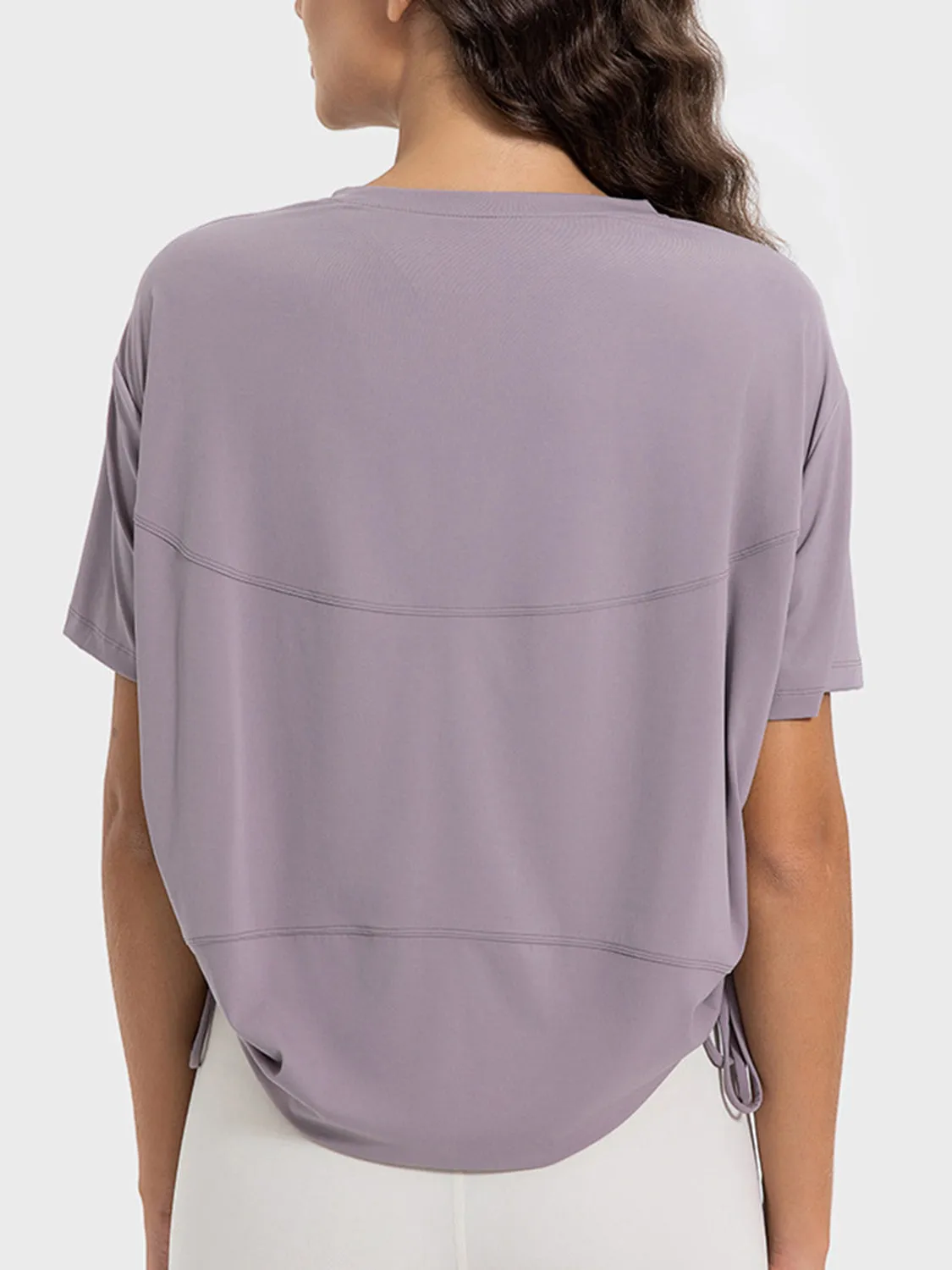 Remi Drawstring Round Neck Short Sleeve Active T-Shirt