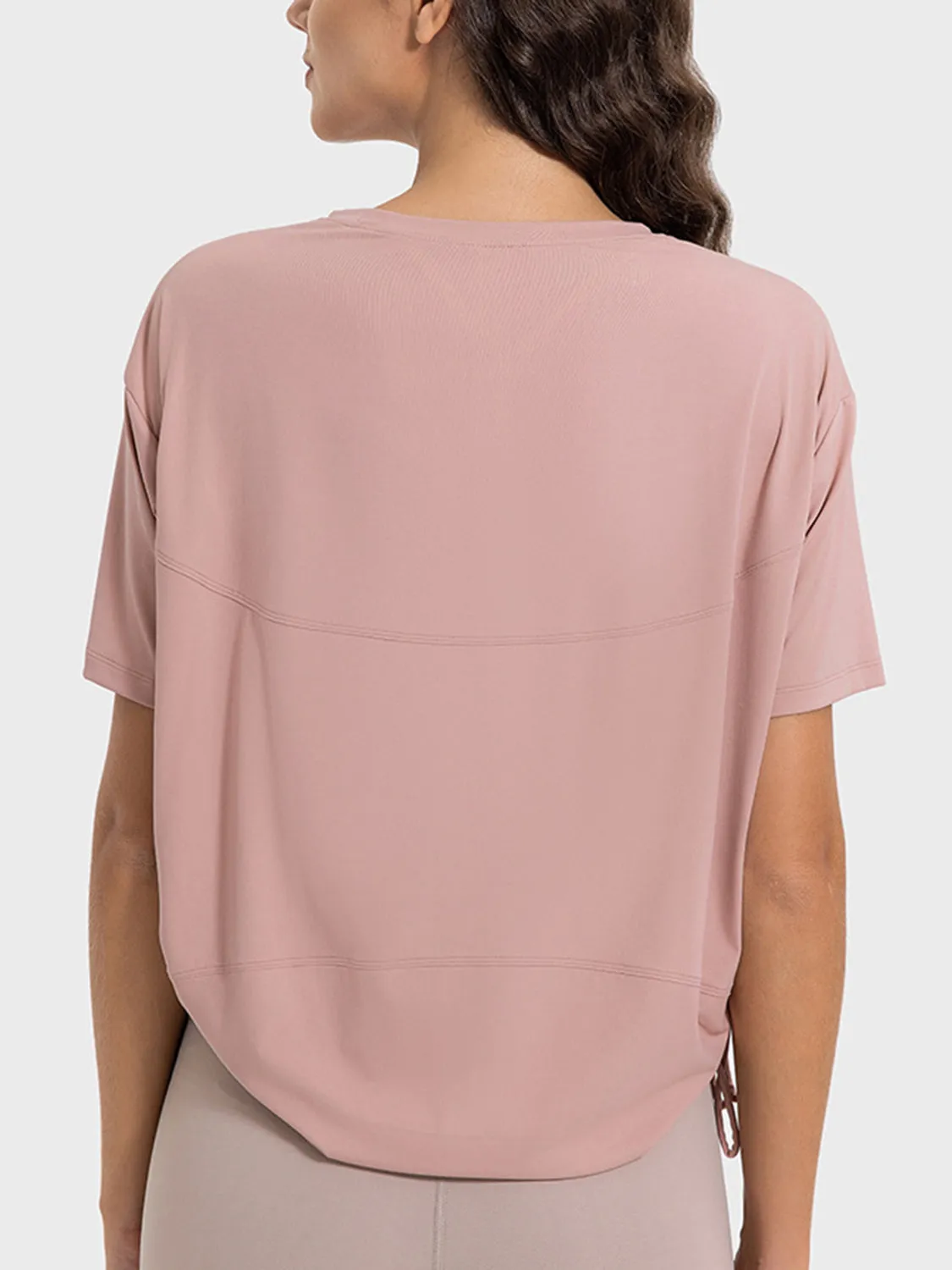 Remi Drawstring Round Neck Short Sleeve Active T-Shirt