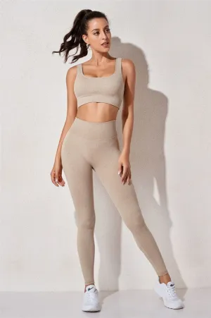 RIBBED SEAMLESS LEGGING SET | mocha |