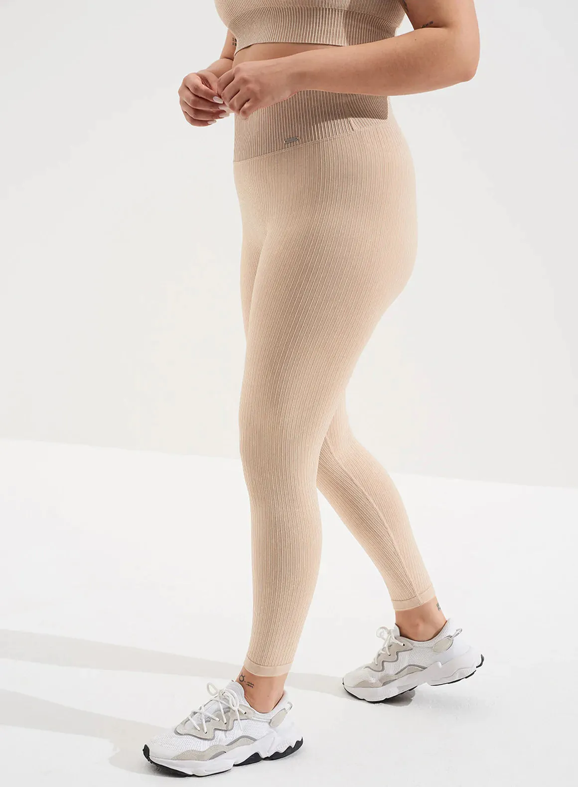 Ribbed Seamless Tights - Sand