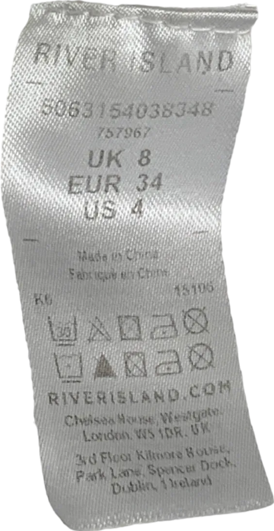 River Island White Heart Button Crop Top UK 8