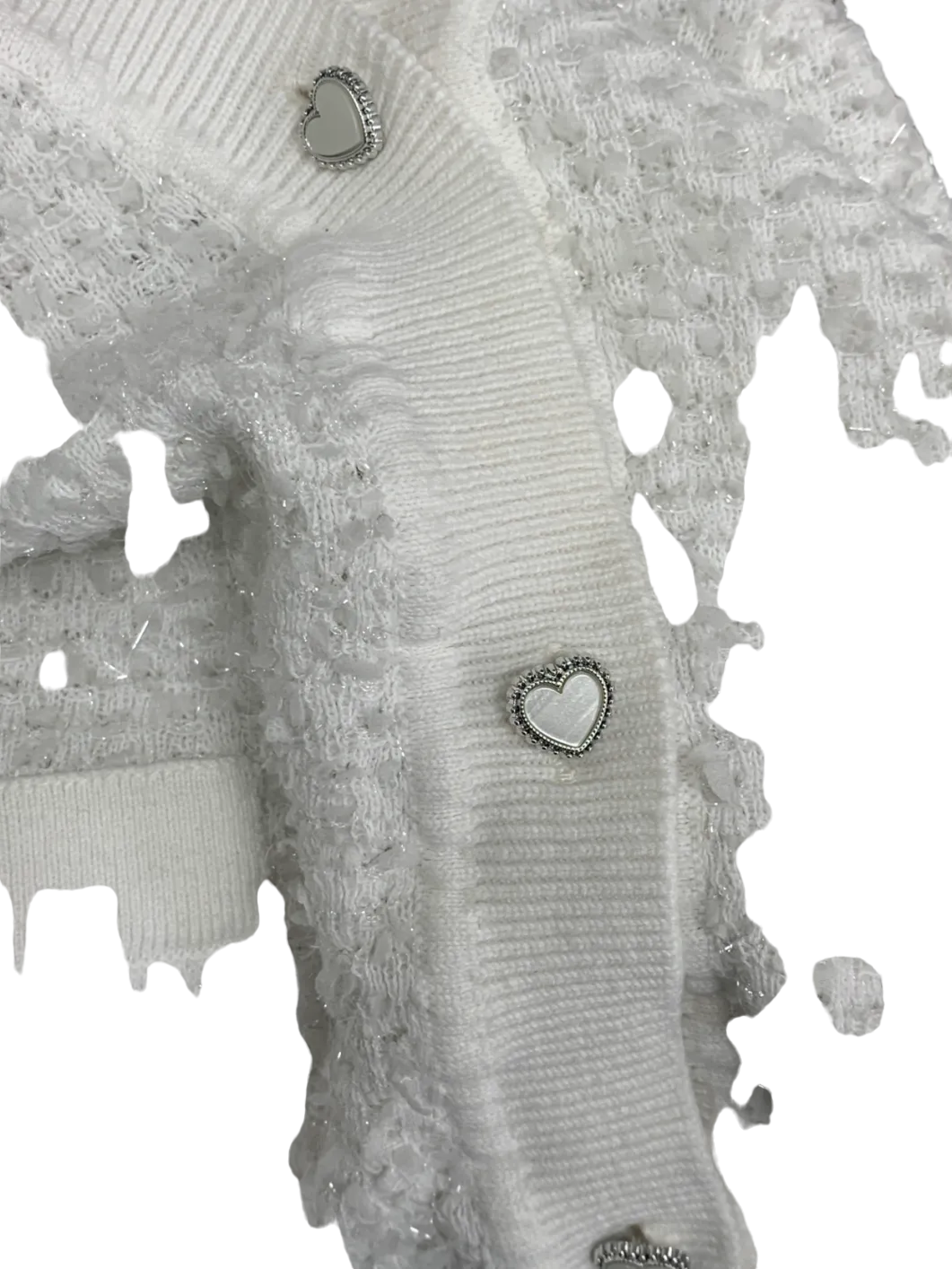 River Island White Heart Button Crop Top UK 8