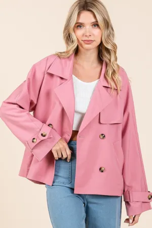 Rose Double Breasted Long Sleeve Trench Coat Jacket