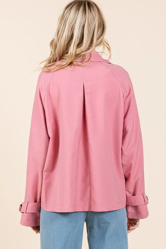 Rose Double Breasted Long Sleeve Trench Coat Jacket