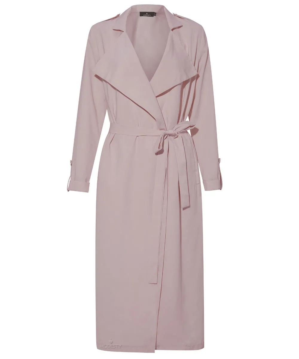 Rose Dust Long Sleeve Trench Coat