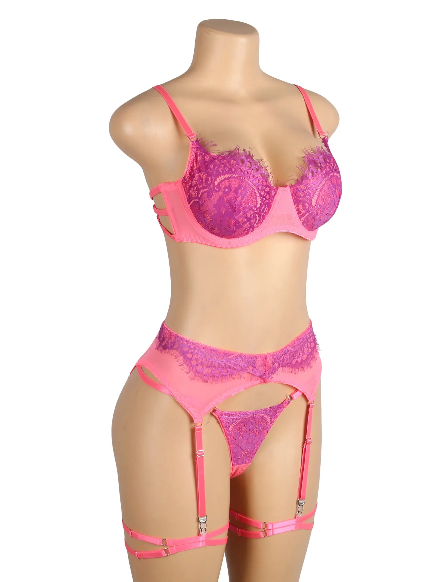Rose Spliced Eyelash Lace Bra Egypt Set