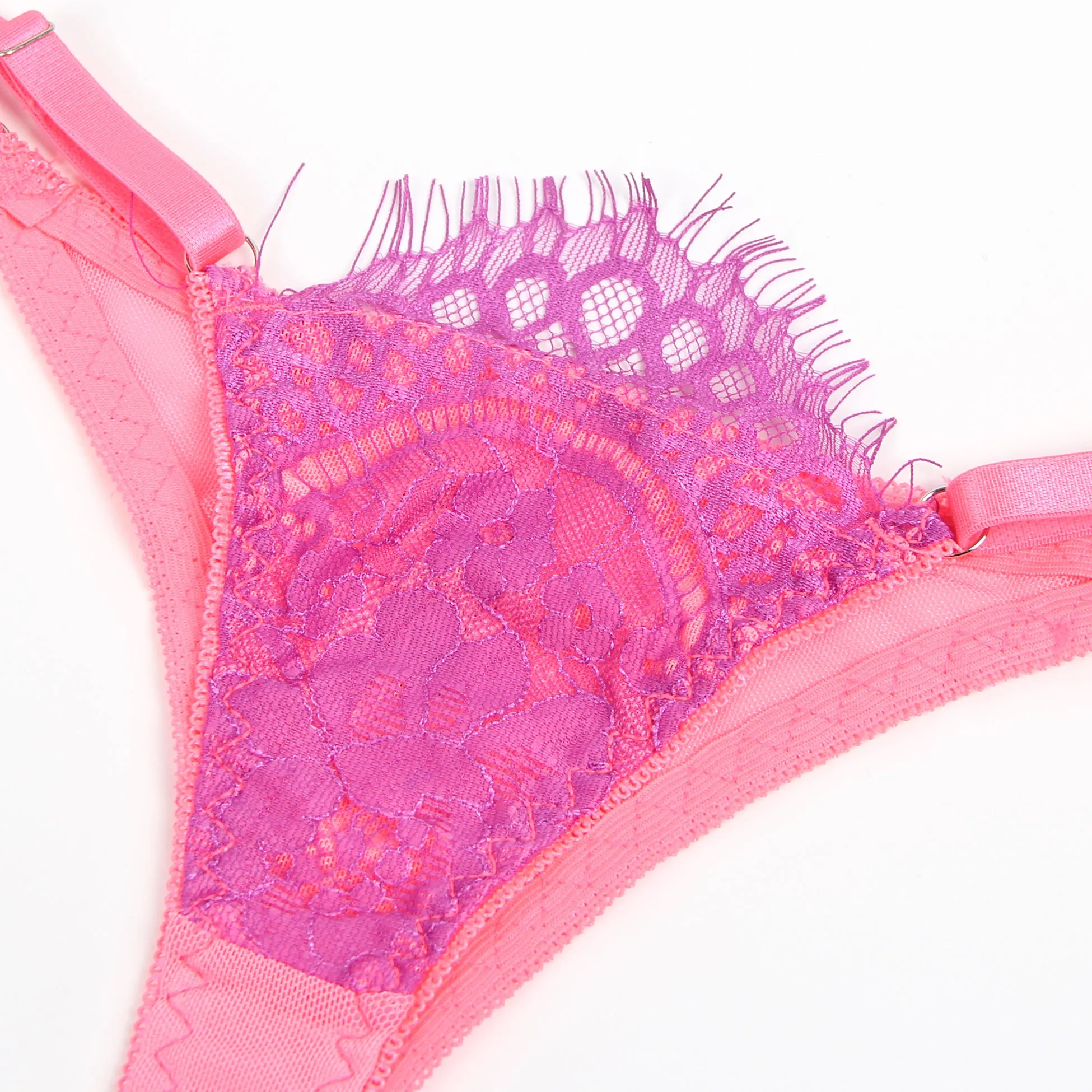 Rose Spliced Eyelash Lace Bra Egypt Set