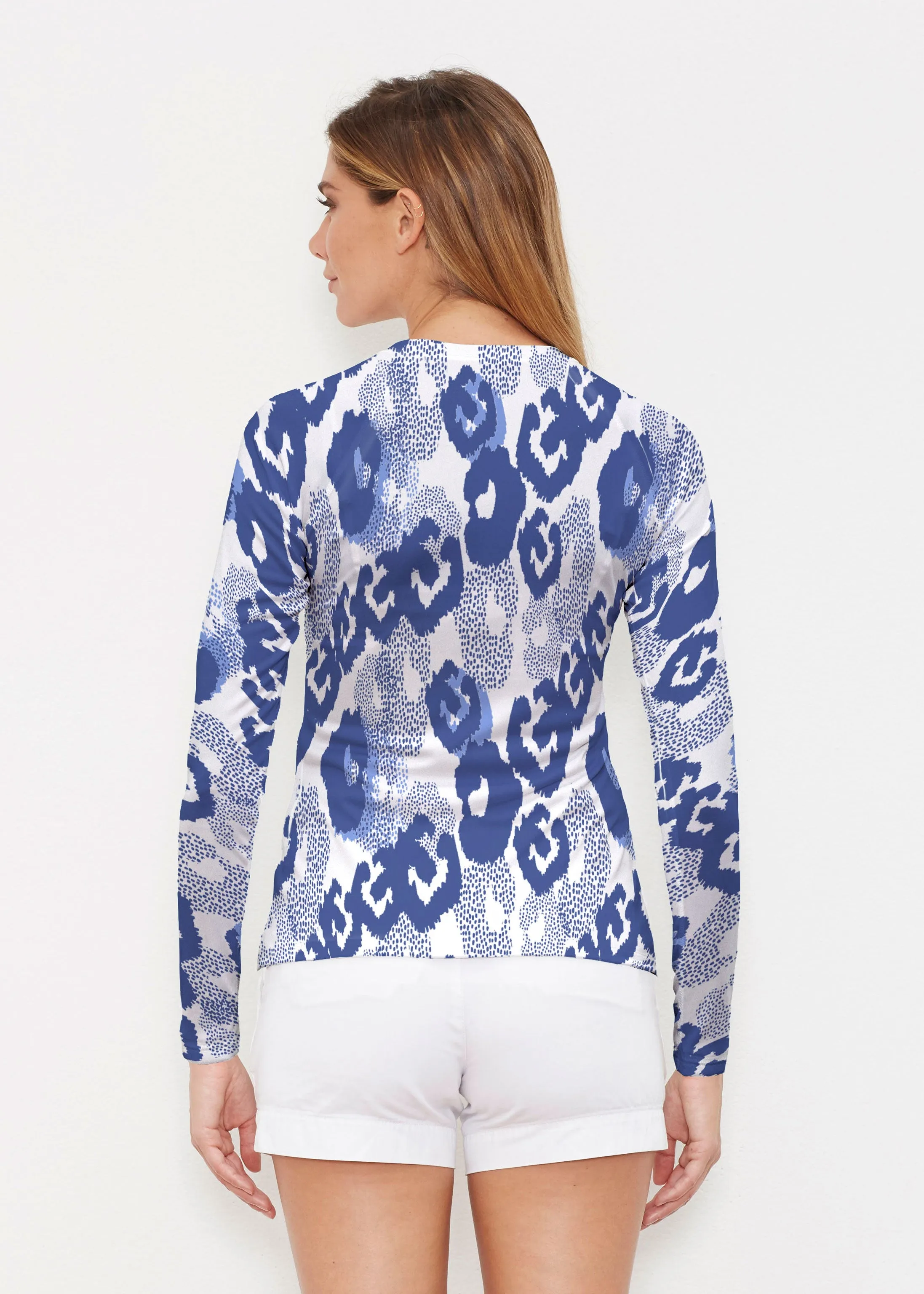 Royal Blue Ikat (7808) ~ Long Sleeve Rash Guard