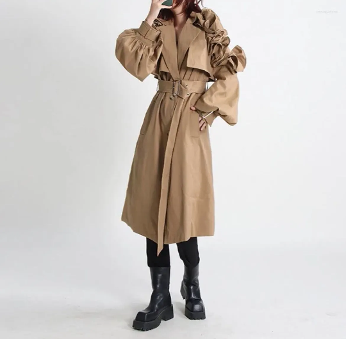 Ruffle Trench Jacket